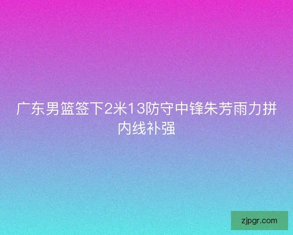 广东男篮签下2米13防守中锋朱芳雨力拼内线补强 广东男篮签下2米13防守中锋朱芳雨力拼内线补强